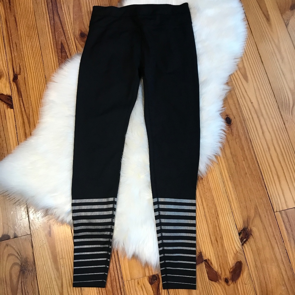 Athleta Black Leggings with Accent Stripes